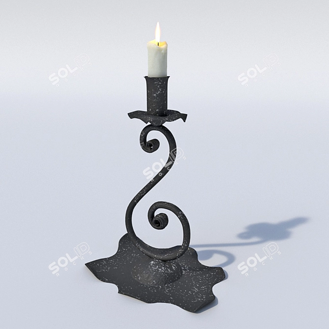 Elegant Single Candlestick Stand 3D model image 1