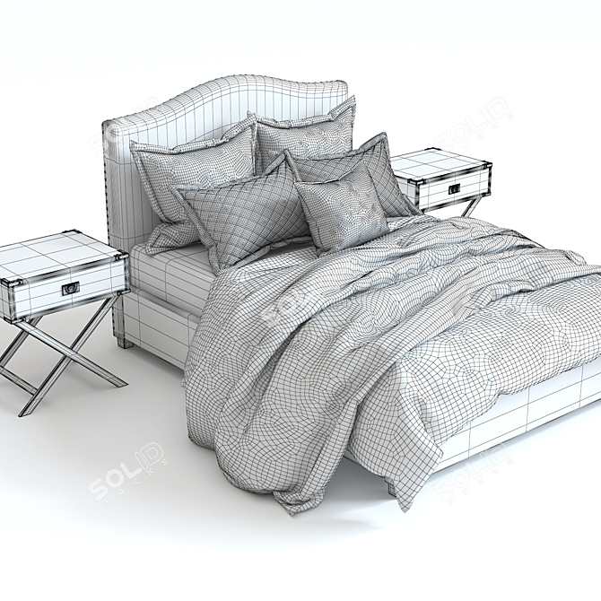 Sophisticated Blue Raleigh Bed by Pottery Barn 3D model image 3