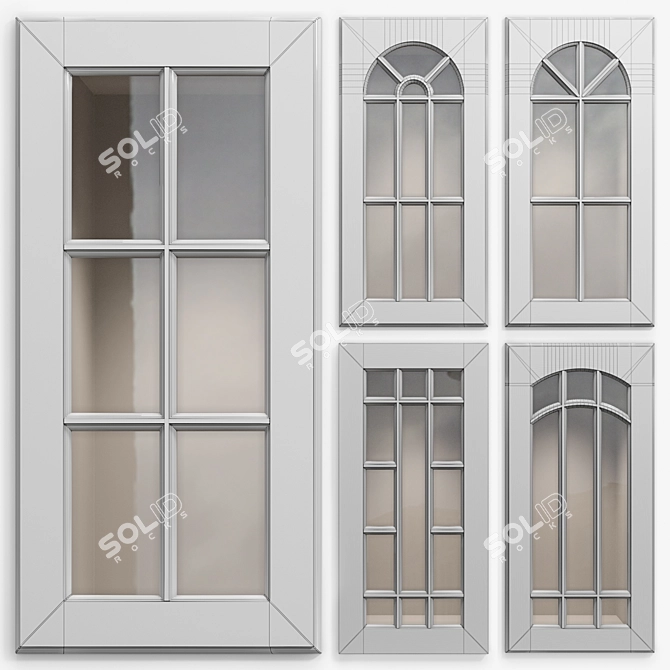 Decorative Cabinet Doors Set 3D model image 2