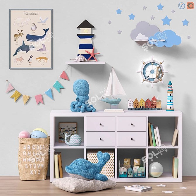 Ocean Adventure Toy and Furniture Set 3D model image 1