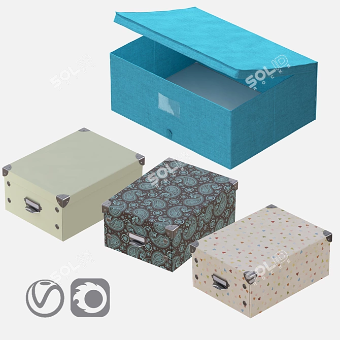 Modern Storage Box Set 3D model image 1