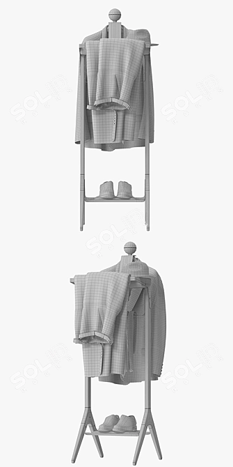 Classic Men's Valet Stand 3D model image 3