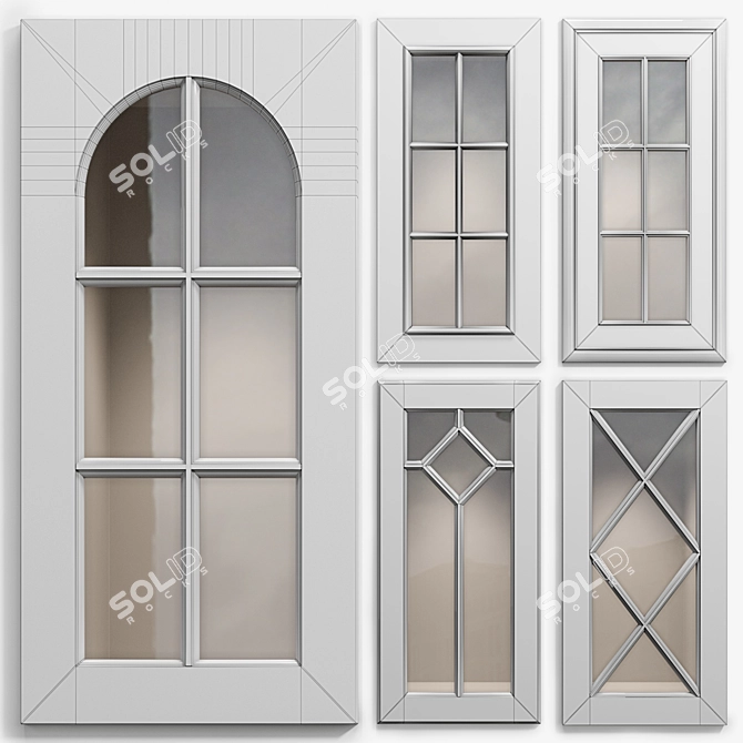 Elegant Cabinet Doors Set 3D model image 2