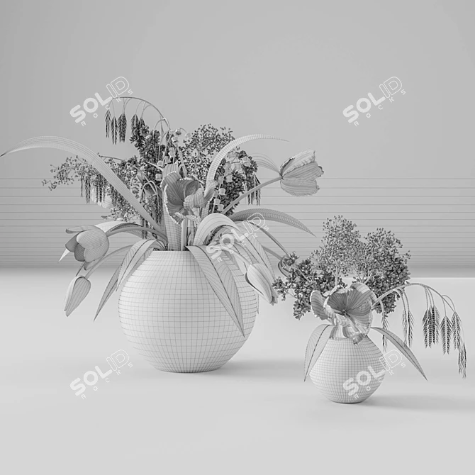 Spring Blossom Tulip Bouquet 3D model image 3