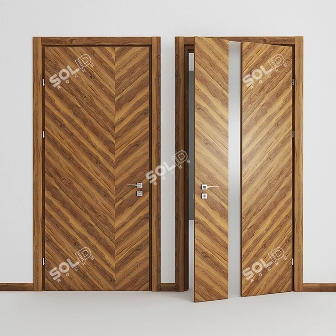 Elegant Veneered Doors 3D model image 1