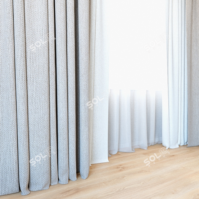 Elegant Drapery Set 3D model image 2