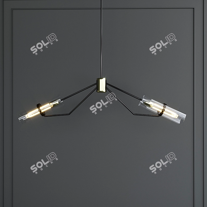 Modern Metal and Glass Ceiling Light 3D model image 1