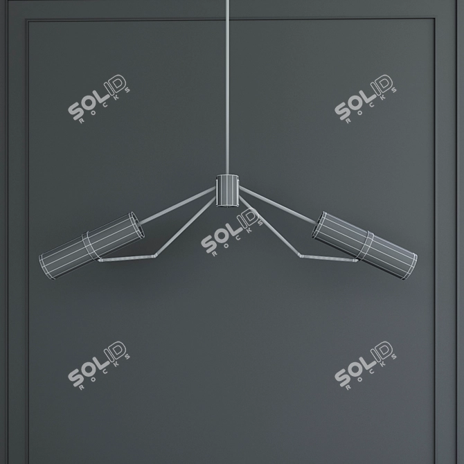 Modern Metal and Glass Ceiling Light 3D model image 2