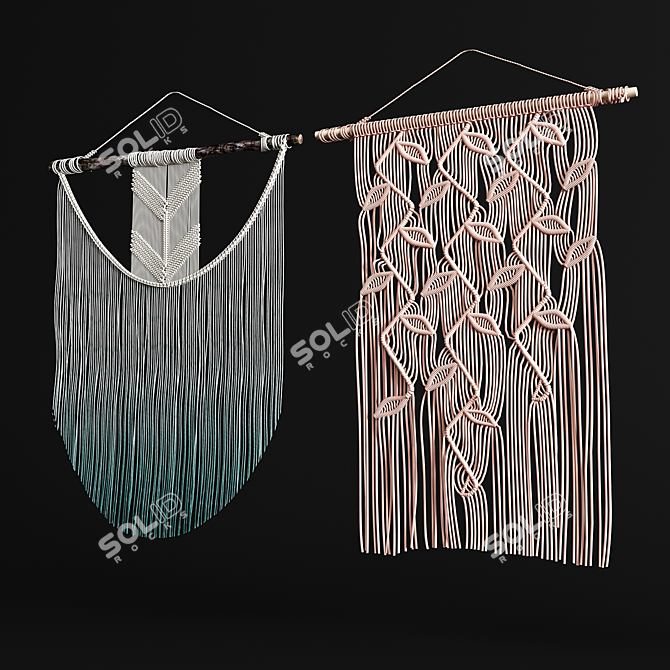 Elegant Macrame Wall Hanging 3D model image 3