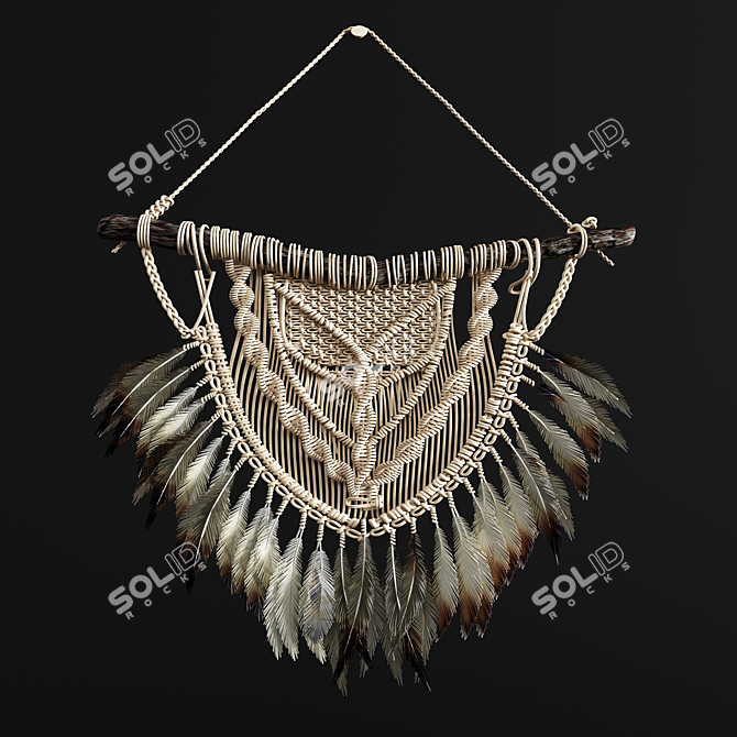 Boho Chic Macrame Wall Hanging 3D model image 2