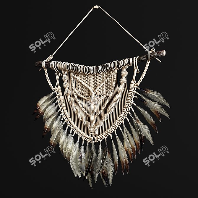 Boho Chic Macrame Wall Hanging 3D model image 3