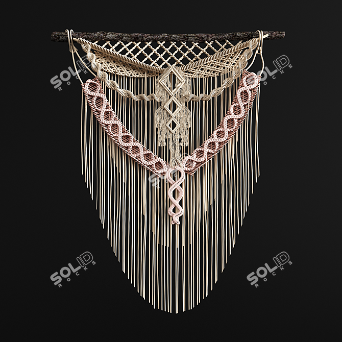 Boho Bliss Macrame Wall Hanging 3D model image 1