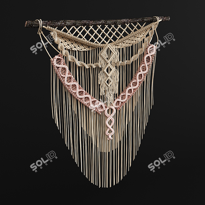 Boho Bliss Macrame Wall Hanging 3D model image 2