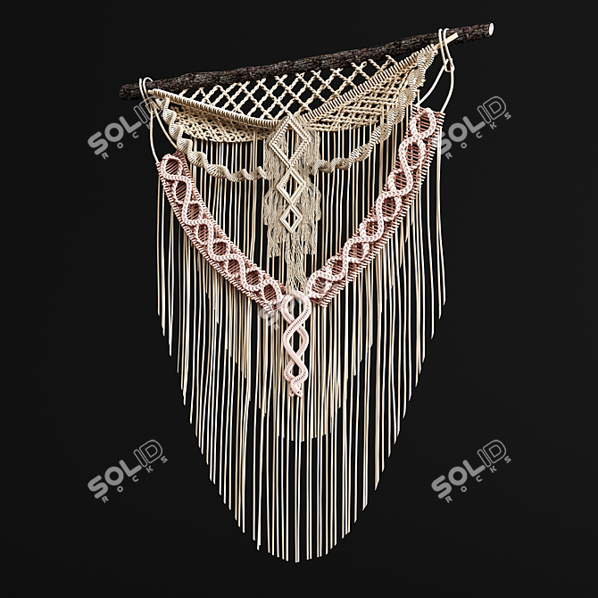 Boho Bliss Macrame Wall Hanging 3D model image 3