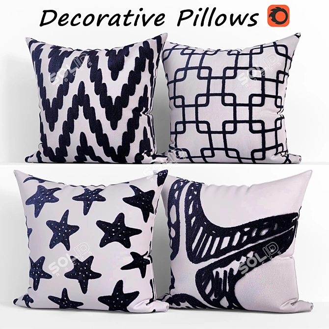 Set of 4 Decorative Pillows | Phantoscope Collection 3D model image 1