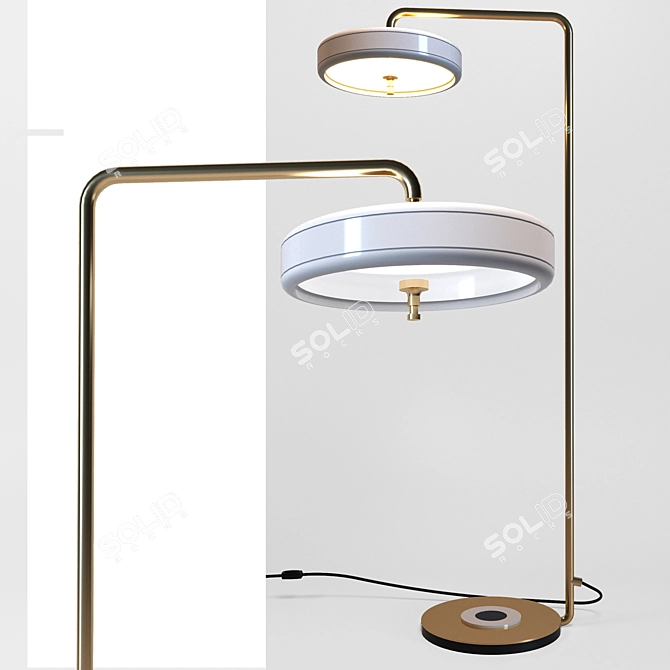 Elegant Brass Revolve Floor Lamp 3D model image 1