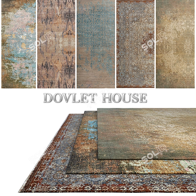 DOVLET HOUSE Carpets - Set of 5 (Part 316) 3D model image 1