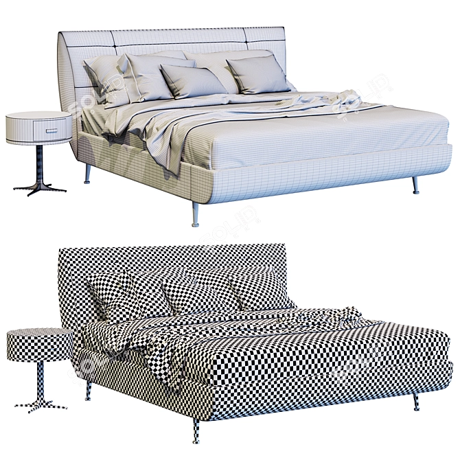 Elegant Double Bed - Creazioni Ambrogio 3D model image 3