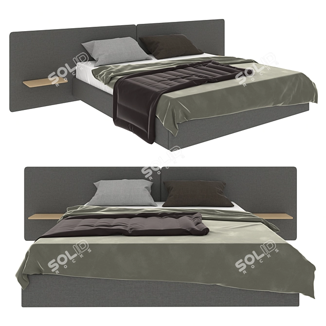 TREKU Lota: Modern Spanish Double Bed 3D model image 1