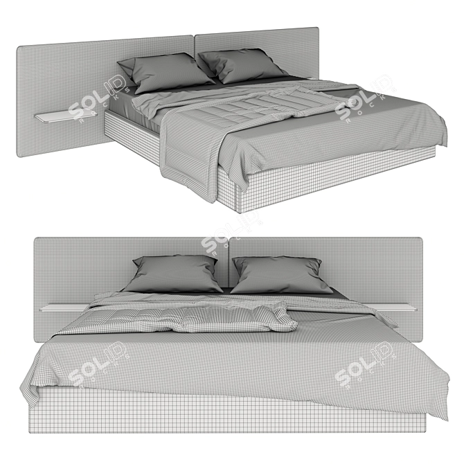 TREKU Lota: Modern Spanish Double Bed 3D model image 2