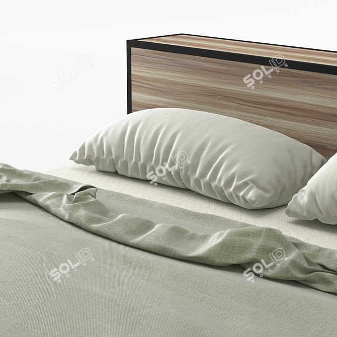 Modern Dark Oak Slim Bed 3D model image 2