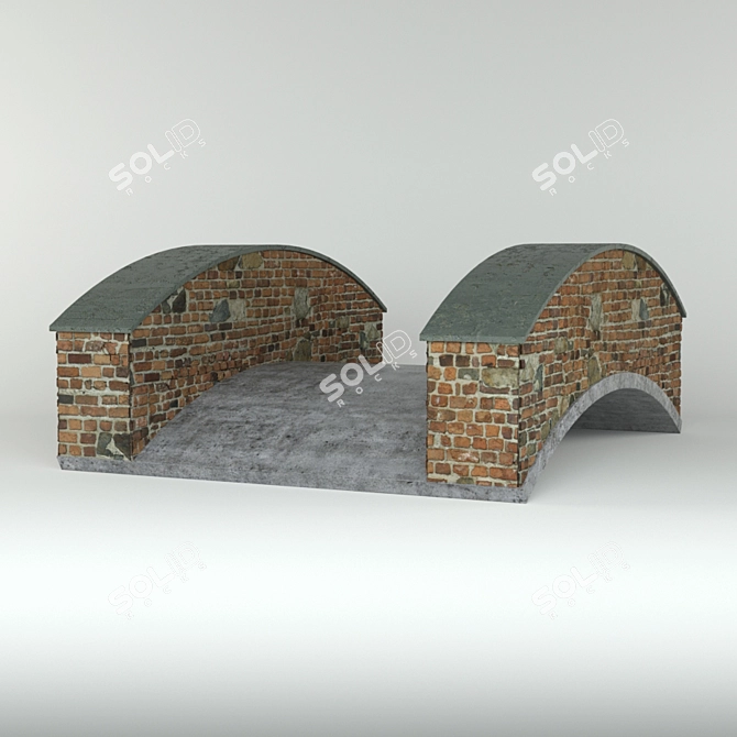 Brick Concrete Bridge with Railings 3D model image 1