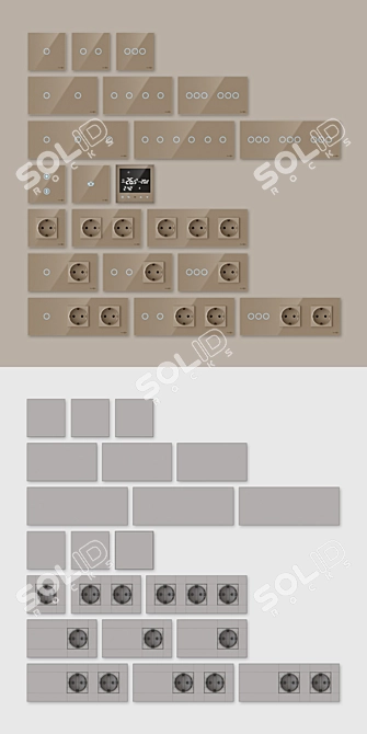 Elegant Gold TouchMe Switches 3D model image 2