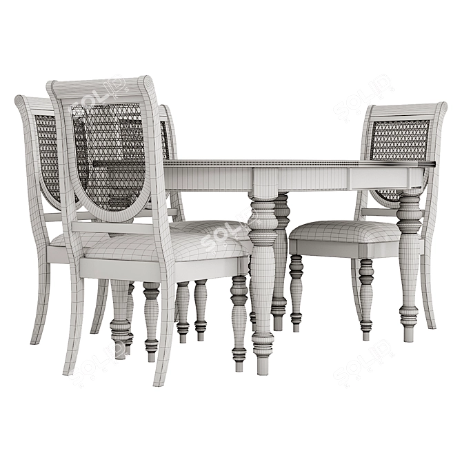 Elegant Victoria Tobacco Dining Set 3D model image 2