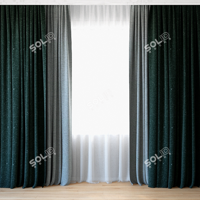 Elegant Tulle Curtains | CAMIRA 3D model image 1