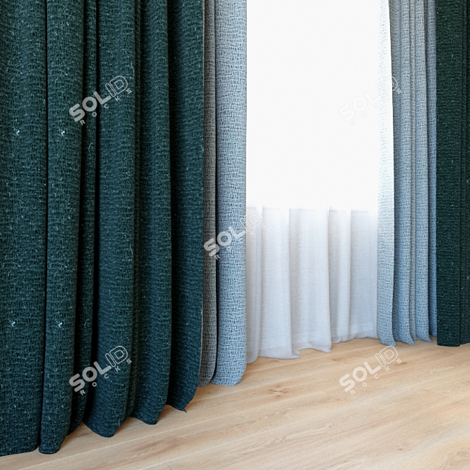 Elegant Tulle Curtains | CAMIRA 3D model image 2