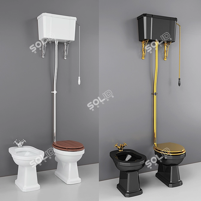 Luxury WC & Bidet Set 3D model image 1