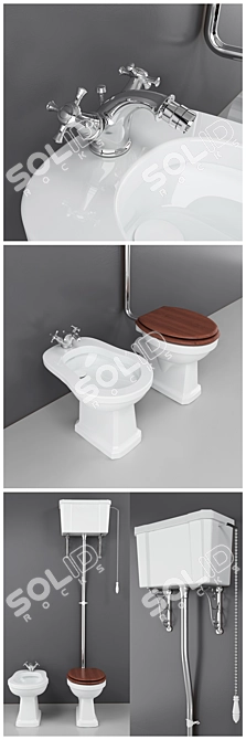 Luxury WC & Bidet Set 3D model image 2