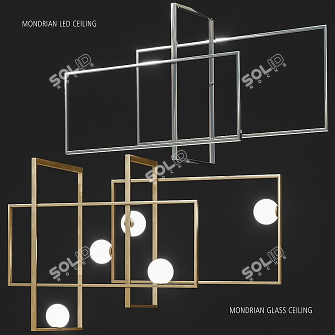 Venicem Mondrian LED Ceiling: Sleek and Elegant Illumination 3D model image 1