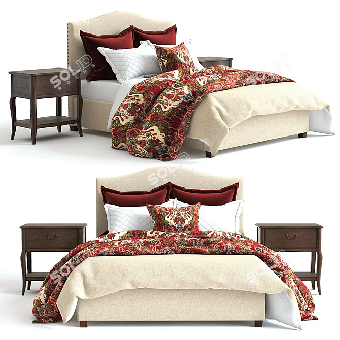 Elegant Pottery Barn Raleigh Bed 3D model image 1