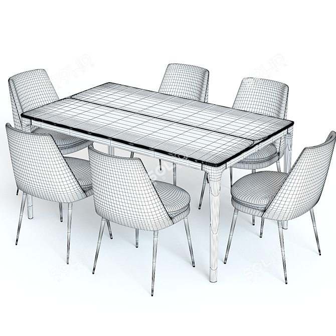 Sleek West Elm Canto Dining Set 3D model image 3