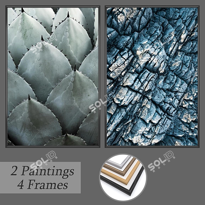 Wall Art Set No. 721: 2 Paintings & 4 Frame Options 3D model image 1