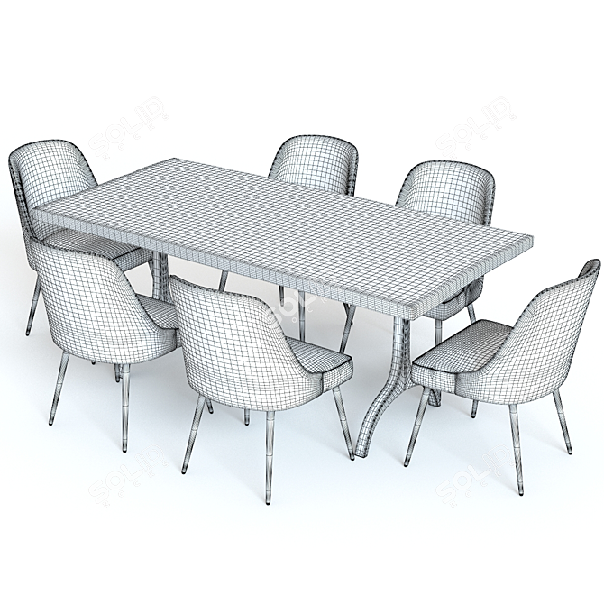 West Elm Cast Trestle Table Set 3D model image 2