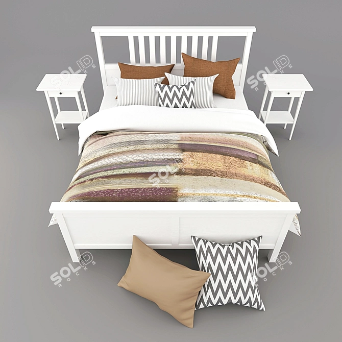 IKEA HEMNES White Bed - Modern and Spacious 3D model image 1