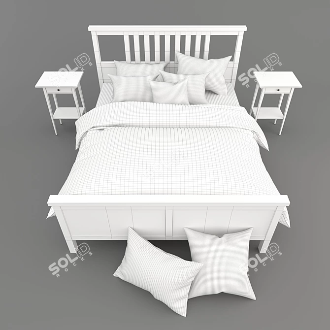 IKEA HEMNES White Bed - Modern and Spacious 3D model image 2