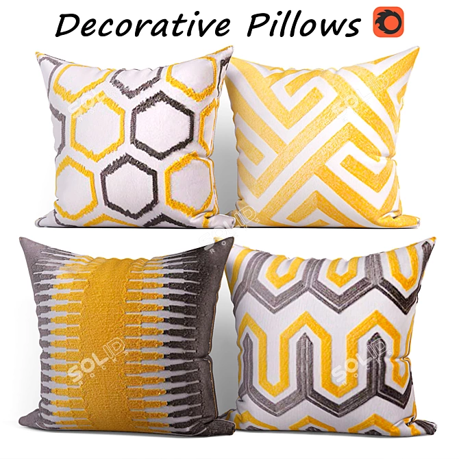 Decorative Pillow Set - 4 Piece Collection 3D model image 1