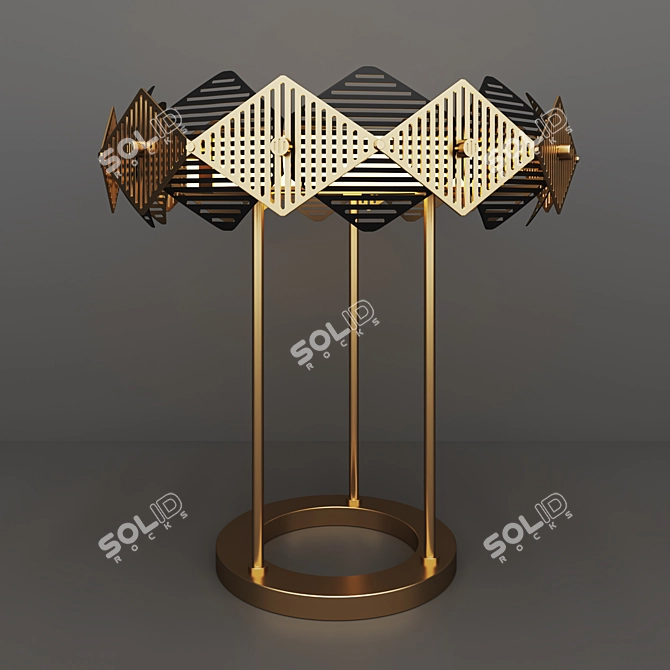 Brass Geometric Table Lamp 3D model image 1