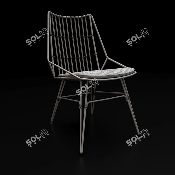 Stylish Rattan Mira Chair 3D model image 2