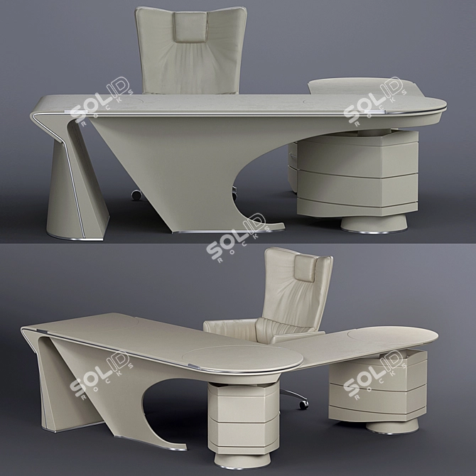 Contemporary Luxury Desk & Armchair 3D model image 1