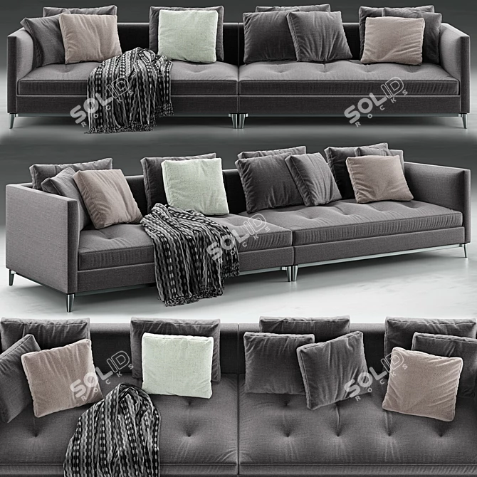 Luxurious Minotti Andersen Quilt Sofa 3D model image 1