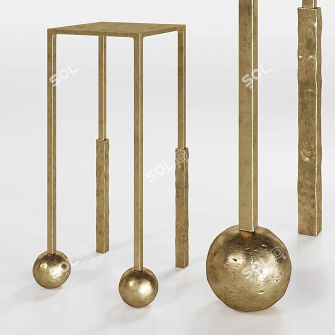 Sculptural Brass Cocktail Table 3D model image 1