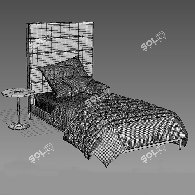 Pewter Pfeiffer Upholstered Bed: Elegant Tall Design 3D model image 3