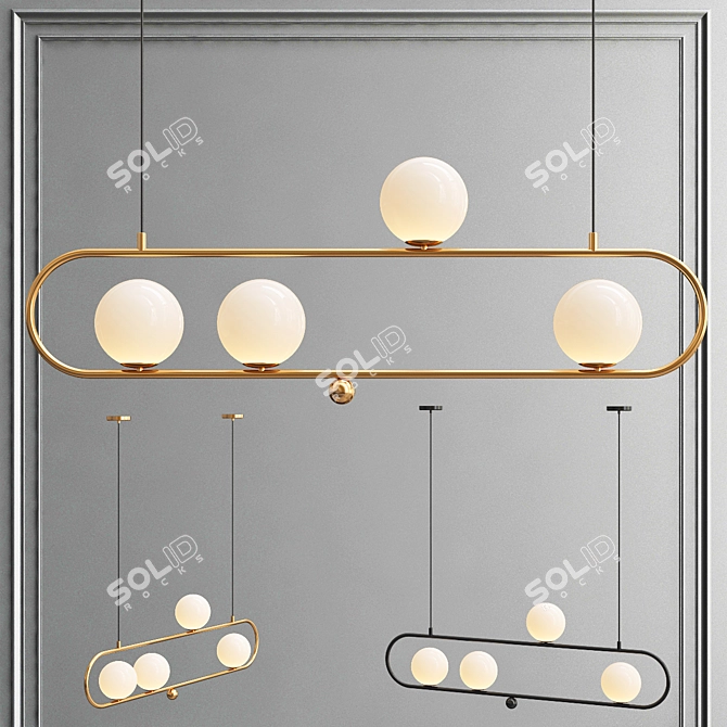 Nordic Glass Ball LED Chandelier 3D model image 1