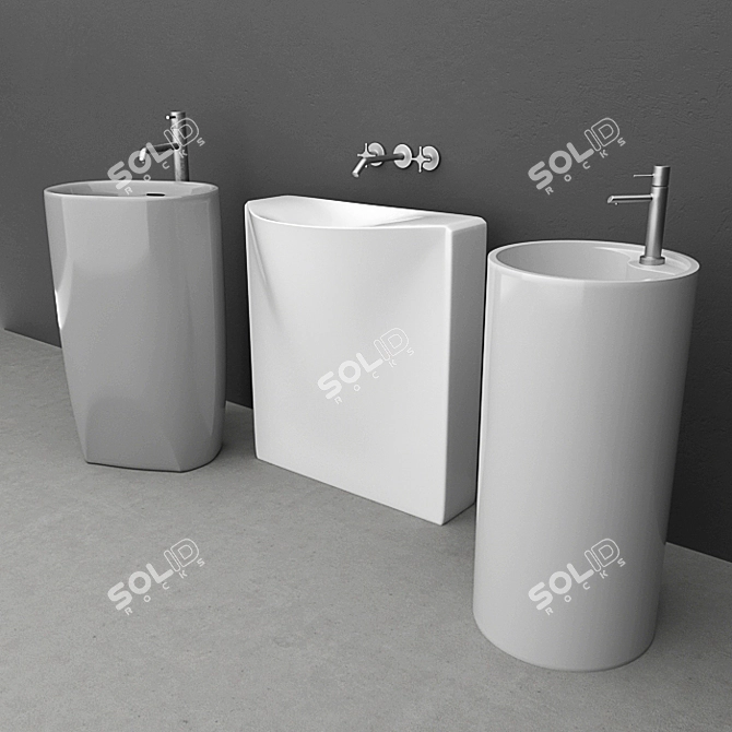 Modern Freestanding Washbasin Set 3D model image 2