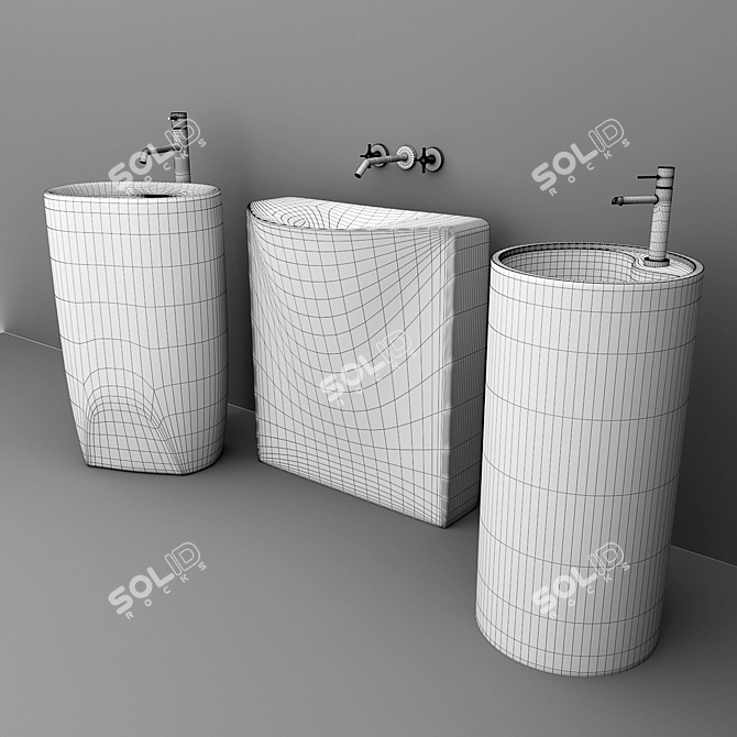 Modern Freestanding Washbasin Set 3D model image 3