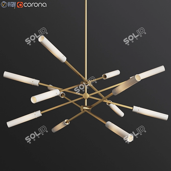 Modern Brass Flute LED Chandelier 3D model image 1